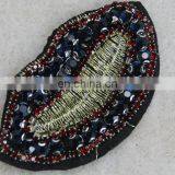 Fancy Style Lip Rhinestone Patch Gold Lurex Applique thumbnail-3
