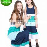 2019 New Style Mom And Girl Stripes Color Block Mother Daughter Matching Dress (this Link for KIDS) thumbnail-1