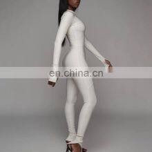 Фитнес-трексаут однотонный комбинезон для женщин с высокой эластичностью, стретч-комбинезон с длинными рукавами и молнией thumbnail-3