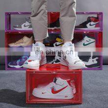 Drop Front Clear Stackable Shoe Rack With Magnets Clear Plastic Sneaker Box Stackable Organizer Custom Logo thumbnail-3