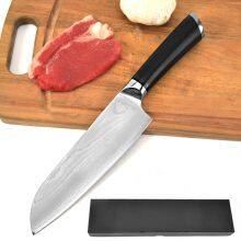 7 Inch VG10 Damascus Steel Santoku Knife With G10 Wood Handle Japanese Damascus Kitchen Chef Knives thumbnail-5