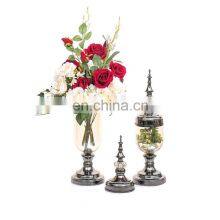 Black Metal And Glass Vase Tabletop Home Decor thumbnail-1