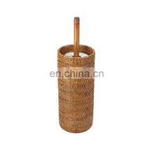 Hand Woven Rattan Toilet 3 Rolls Stand, Honey Brown Woven Natural Paper Holder Vietnam Cheap Wholesale thumbnail-2