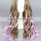High Quality Wholesale 80CM Long Wave Purple Brown Lolita Style Synthetic Hair Cosplay Party Women Wig thumbnail-2
