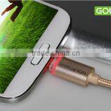 GOLF 1M LED Light Metal Nylon Weave Cable for Android Mobile Phone 2.1A Micro USB Quick Charging and Data Cable thumbnail-2