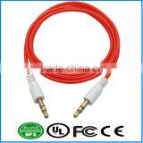 AUX Cable Fluorescent Red Gold Plated Audio I/O Wire Stereo Panel Mount Cable for PC, Car Audio, Audio Equipment
