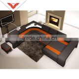 Luxury design R65 corner with LED light leather sofa