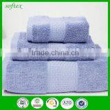 3pcs Solid Color Dobby Border 100% Cotton Bath Towel Set Blue thumbnail-1
