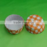 customized paper PE coated cake cup orange plaid design and sizes at best price