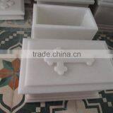 Cremation Urn Cross White Marble Stone Hand Carved Sculpture From Vietnam thumbnail-2