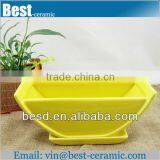 Large Size Yellow Ceramic Square Flower Pot thumbnail-1