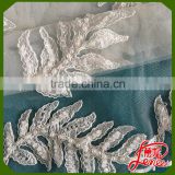 HANDMADE LEAF DESIGN WITH BEADS HIGH QUALITY MESH EMBROIDERY FABRIC