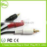 25' ft 3.5MM (1/8") Stereo Male to Dual RCA Plugs Premium Audio Cable thumbnail-1