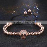 Zircon Micro Pave CZ Disco Balls Braid Skull Macrame Bracelet