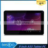 New Tablet pc 9inch Cheap Tablet pc Allwinner A33 Quad Core Android 4.4 Tablet pc Quad Core 512MB+8GB From Factory Promotion