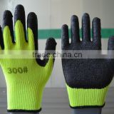 Black latex coated palm and green polyester liner for safety working