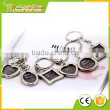 Wholesale photo frame metal heart shape photo frame keychains