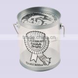 Sweets barrel with handle made from tinplate, round tin barrel with handle for candy,sweets tin cans