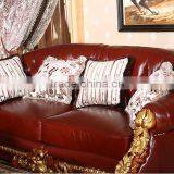 Luxurious French Rococo Brown Leather Wooden Hand Carved Living Room Sofa, Italian Palace Furniture(MOQ=1 SET) thumbnail-2