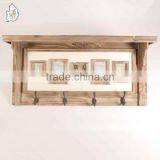 Shabby Chic Wooden Wall Shelf Multifunction With Frames and Hooks thumbnail-1