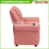 Contemporary Pink Vinyl Kids Recliner With Cup Holder and Headrest thumbnail-2