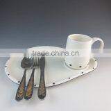 Description: Ceramic Eco-friendly Durable Dinner Ware Type Dinner Sets for One Person With Stain Steel Knife ,spoon and Fork thumbnail-1