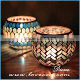 Starburst Round Ball Shape Seashell Handmade Mosaic Glass Candle Holders thumbnail-1
