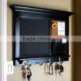 Home Decor Wood Wall Mounted Bulletin Board Entryway Chalk Board Mail Sorter Rack With Key Hooks and BlackBoard thumbnail-3