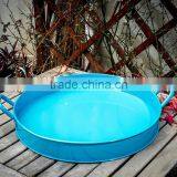 Fancy Round Colorful Printed Custom Metal Tin Dinner Plate Tin Tray Antislip Bar Serving Tin Trays thumbnail-3