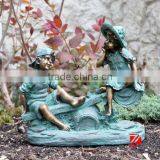 Garden Playing Boy and Girl Sculptures With Teeterboard thumbnail-3