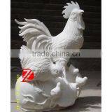 White Cock Statue in Marble With Cubs thumbnail-1