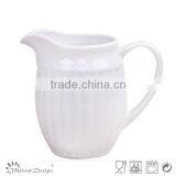 Delicate White Color Emboss Ceramic Dinner Set With Vertical Stripe Decoration thumbnail-2
