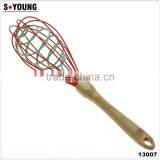 13007Silicone Double Helix Rapid Whisk With Wooden Handle thumbnail-1