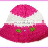 Kintted Wool Kids Hat With Flower/pastorale Flower Hat