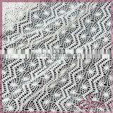 Elegant white waved crochet knitting fabric, fashion crocheted lace