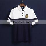Custom White And Navy Blue Cotton School Uniform Polo Shirts thumbnail-2