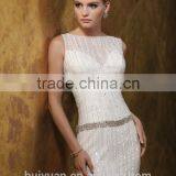 Lux Beaded Bling off Shoulder High Neck A-line Unique Bridesmaid Dresses thumbnail-2