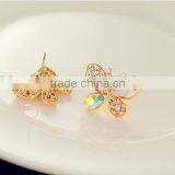 Girls Jewelry Pearls Butterfly Earrings,hollow Gold Stud Earring With Colorful Crystals thumbnail-3