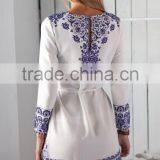 2016 Women Retro Pattern Printing Winter Dress With Belt thumbnail-3