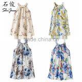 ShiJ Kids Clothes 2017 100% Linen Print Girls Dresses For Teenage thumbnail-1