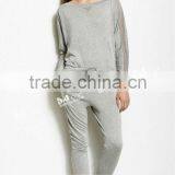 Gray Knitted Fashion Long Sleeve Ladies Sport T-shirt thumbnail-1