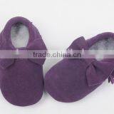 Classic Design 100% Suede Baby Moccasins With Bow, Bow Moccains for Baby thumbnail-2