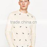 Mens Plain White Long Sleeve Animal Print Pullover Sweater for Wholesale thumbnail-2