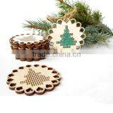 Unfinished Wooden Supply Cross Stitch Blank Christmas Decor Craft thumbnail-1