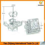 Double Row Diamond Set Square Zircon Platinum Plating Zircon Stud Earrings thumbnail-3