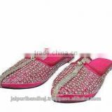 Indian Women Traditional Vintage Pure Leather Mojari Shoes Flat Slipper Pure Jutti From India