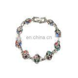 Turkish Jewelry Vintage Design Antique Multi Gemostone Sterling Silver Bracelets Bijouterie Resin Bracelets thumbnail-1