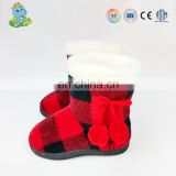 Promotional hot sale red lattice winter boots baby shoes