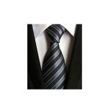 High Stitches Gray Polyester Woven Necktie Stwill Solid Colors