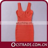 orange side slit high neck evening dress long sleeve